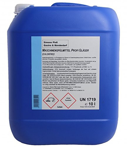 Maschinenspülmittel Profi Gläser 10L ohne Chlor für gewerbliche Spülmaschinen (UN1719)