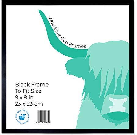 Wee Blue Coo 9x9 Black Wooden Picture Frame 9 x 9 Inch (22.86 x 22.86cm) Picture Framing Glass Photo Frame