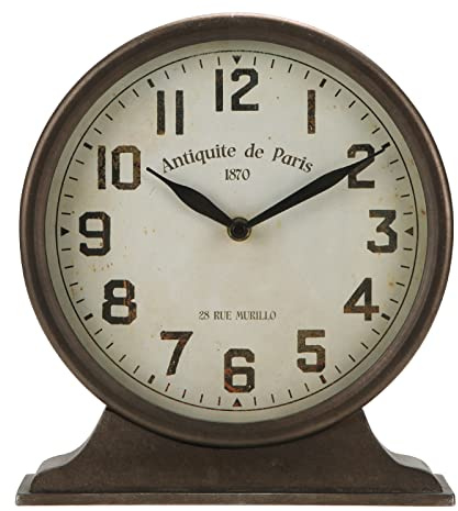 NIKKY HOME Vintage Shabby Metall-Tischuhr für Heimdekoration, 24,5 x 7,8 x 26,5 cm