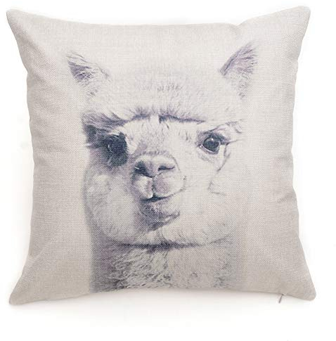 Fdit Leinen Kissenbezug Tiere Muster Kissen Kissenbezug Dekoration für Home Sofa Auto Set Bench Couch Decor(Alpaca)