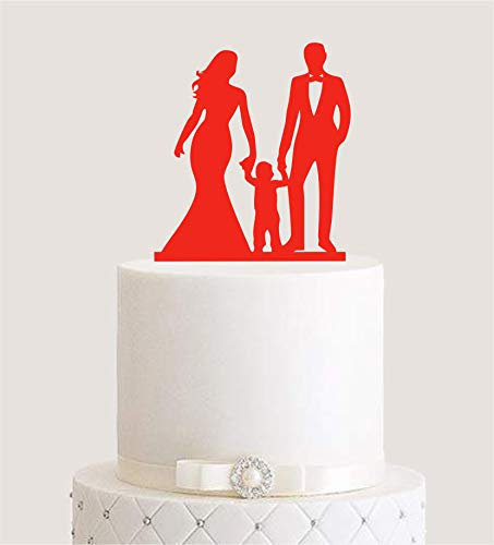 edelstahlheini.de Cake Topper, Tortenstecker, Tortenfigur Acryl, Tortenständer Etagere Hochzeit Hochzeitstorte (Rot)