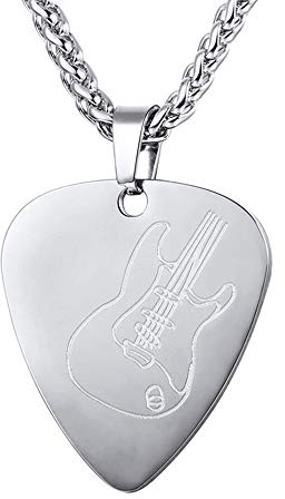 U7 Herren Plektrum Kette Edelstahl Gitarre Deko Plektron Anhänger Halskette Musik Pendant Necklace Kettenanhänger Hip Hop Rock Personalisiert Modeschmuck für Geburtstag Jahrestag