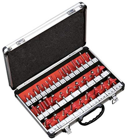 Meccion 35 Piece Router Bit Set with 8mm Shank Tungsten Carbide Tips Router Bit Kit Professional Woodworking Cutter Tools for Home Improvement and DIY
