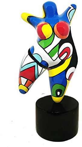 Laure TERRIER Statue Einer Tänzerin im Niki de Saint Phalle Nanas-Stil, Höhe 26 Zentimeter mit Sockel, aus mehrfarbigem Harz, handbemalt