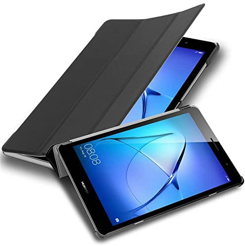 Cadorabo Tablet Case works with Huawei MediaPad T3 8 (8.0 Zoll) in SATIN BLACK – Ultra Thin Book Style Protection Cover made of Faux Leather WITHOUT Auto Wake Up with Stand Function