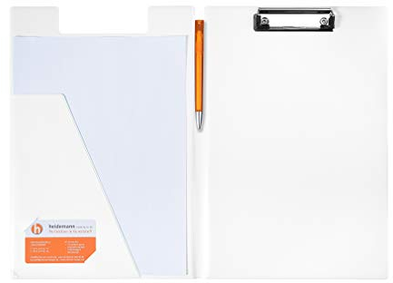 Heidemann Aufklappbare Klemmbrettmappe DIN A4 Plus, 11100000 (Weiß)