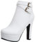 LUXMAX Stivaletti Donna Tacco Alto Blocco Plateau Stivali Tacchi Alti con Cerniera e Fibbia Moda (Bianco) - 43 EU