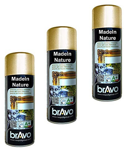 MadeInNature Lot de 3 Bombes de Peinture, Spray Peinture Effet déco, Intérieur et Extérieur, 400 ml (Effet or 180028 lot de 3)