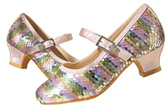 EIGHT KM EKM7015 ATH+Min+Pat Girls Low Heels Mary Jane Formal Dress Pumps Princess Smooth Shoes, Multi siren, 4 UK