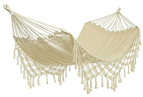 Hängematte Ibiza Fransen Boho Outdoor Camping Tragbar mit Tragetasche 100x200cm