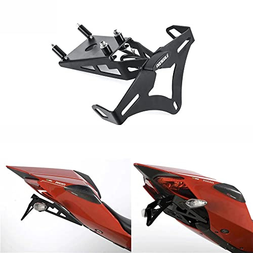 BVDOUE Motociclo CNC Supporto per Targa Portatarga con Luce A LED Luce per Motocicletta Porta Targa, per Ducati Panigale 899 959 1199 1199S 1299 1299S Regolabile Accessori
