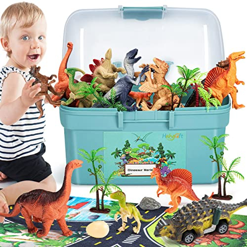 HahaGift Dinosaur Toys for 3 4 5 6 Year Old Boys Gifts, Dino Games for Kids Age 3 4 5 6 7 Year Old Boy Toys, Dinosaur Figures Play Mat Set for Boys Toy Age 3-5 Gifts for 3-6 Year Old Girls