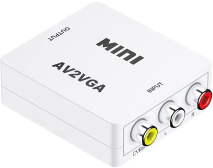 10Gtek RCA to VGA, AV to VGA Audio Video Converter with USB Power Cable and 3.5mm Audio Cable, Support Computer, TV, Set-Top Box, Projector