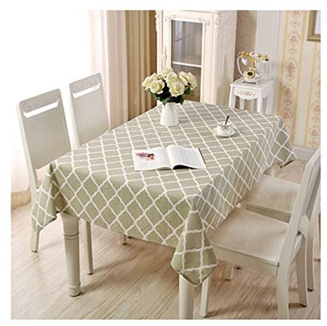 EHOMERY Pinzas Sujeta Manteles De Mesa Vintage Enrejado Rectangular Pequeña Antimanchas Cocina Sabana Algodon Protección Decoración 140X160Cm