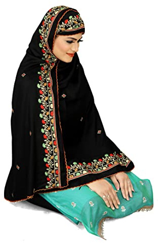 EBADAT Women's Traditional Scarf Shawls Fully Embroidered Dupatta Rayon Cotton Hijab for Ramzan Skin Friendly Soft Lightweight Long Namaz Wrap in 2.25 Meters Suitable for Every Occasion