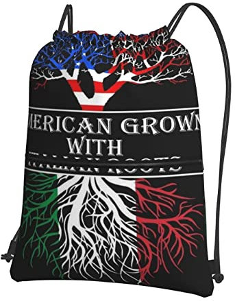 Grown Mexican Roots Outdoor-Freizeit-Rucksack mit Kordelzug, 39 x 46 cm (L x H), gut für Reisen, Handgepäck, Camping, Schwarz, Einheitsgröße