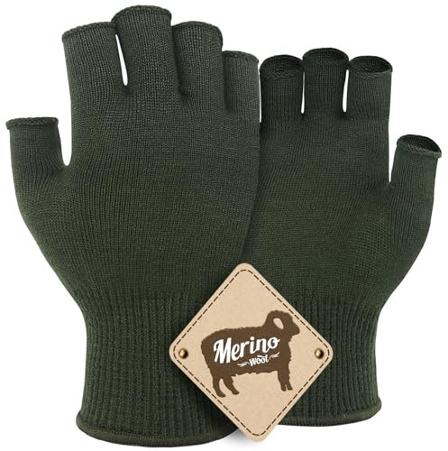 Migliore Wear Merino Unterziehhandschuhe, Touchscreen Merinowollhandschuhe, Fingerloses Innenhandschuhe Skihandschuhe für Kaltes Wetter, Elastische Winterhandschuhe zum Radfahren, Laufen, Fahren