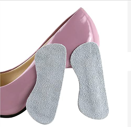 Suede Heel Grips One Size Fits All Men and Women Soft Shoe High Heel Cushion Pads for Loose Shoes Grey Color Self Adhesive Thick Heel Protector Liner for Stop Rubbing Slipping Out (Pack of 6)