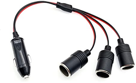 JZK DC 12V 24V Car Cigarette Lighter 1 to 3 for truck/van, 3-Way car adapter splitter, 1 to 3 Ports Cigarette Lighter Socket Splitter Female Socket Plug Connector Adapter
