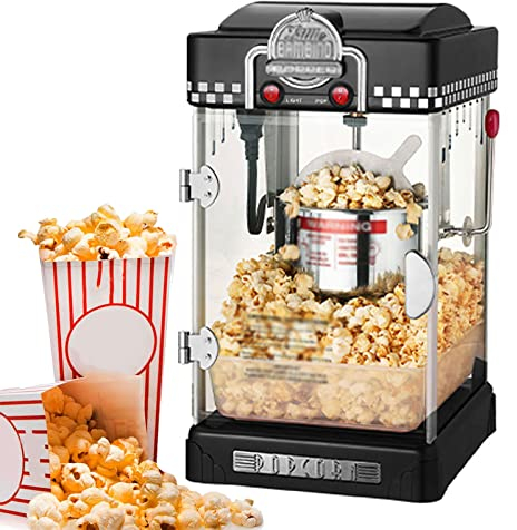 Máquina de Palomitas, Palomitero, 300W, Palomitero para el Hogar, con Revestimiento Antiadherente y Superficie de Calentamiento Extraíble, para Películas Caseras y Fiestas de Navidad, Popcorn,Negro