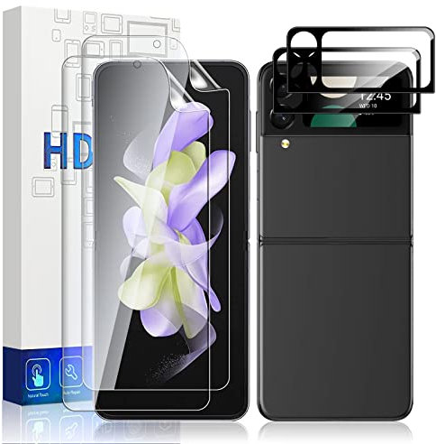 Vizvera Screen Protector for Samsung Galaxy Flip 4-2 Pack EPU Film with Tempered Glass Camera Lens Protector - Case Friendly
