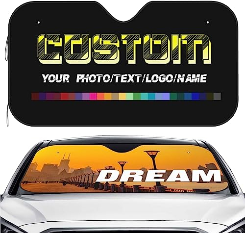 LLLGSH Personalisierte Foto Auto Sonnenschutz Abdeckung-Individueller Sonnenschutz für die Windschutzscheibe-blockiert UV-Strahlen-fügen Sie Ihr Bild hinzu- faltbar-hält Ihr Fahrzeug kühl