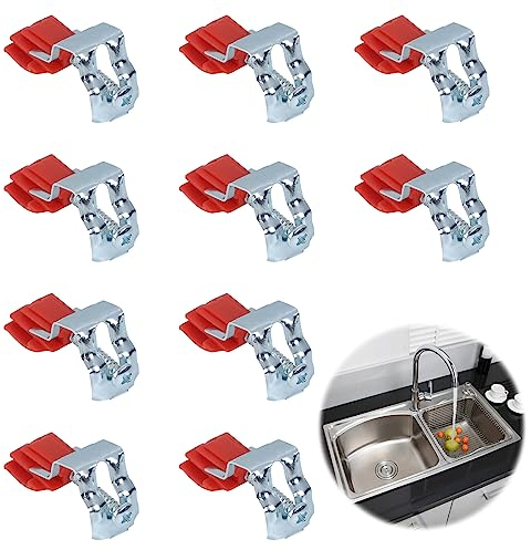 Sink Bogen Befestigungsklammern Sink Bogen verstellbare Edelstahlspülen Montageklammern Unterbau Spülbecken Clips für Küche Badezimmer Dusche 50 X 25 X 18mm, 10 Stück