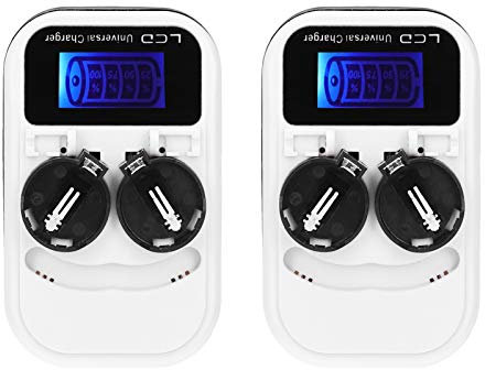 Chargeur De Batterie Rechargeable,Chargeurs De Piles Bouton,2 piles bouton rechargeables,Chargeur Rechargeable à écran LCD Pour LIR2016 LIR2025 LIR2032 ML2016 ML2025 ML2032 CR2032 Batterie Au Lithium
