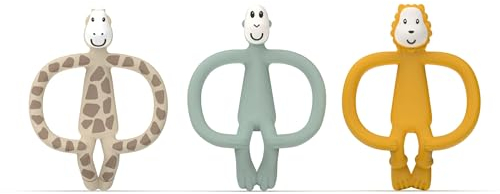 Matchstick Monkey Geschenkset Beißringe 3er Set Lieblinge - Zahnungshilfe - Gel-Applikator für wundes Zahnfleisch - BPA-frei - leicht zu greifen - ab 3 Monaten - Ludo Löwe, Gigi Giraffe & Affe mint