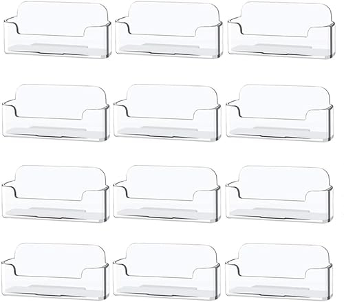 12 Pezzi Porta Biglietti da Visita in Acrilico Trasparente - Per Tavolo, Scrivania, Casa e Ufficio