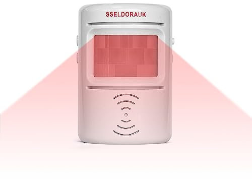 S SELDORAUK PIR Motion Sensor, Shop Visitor Alert Welcome Chime Infrared Detector Dingdong Door Bell Burglar Alarm Wall Mounted Range max.7m 110 Degrees 100dB 13 Melodies Include Barking Swivelling