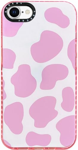 Abbery für iPhone SE 2020/SE 2022/7/8/6/6s Hülle Rosa Kuh Muster Kuhflecken Durchsichtig Druck Weiche klare mit Design Silikon Stoßfest Gummi Süß Schutzhülle Kratzfest Frauen Mädchen
