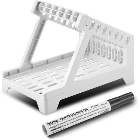 Fentar Thermo Etikettenhalter für Rollen und Endlosetiketten, Zubehör für Desktop-Etikettendrucker, Etikettenhalter mit Reinigungsstift (Weiß)