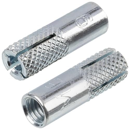 AERZETIX - C73855 - Lot de 10 Chevilles d'ancrage M6 - longueur 25 mm - cheville à expansion - cheville à frapper - béton brique pierre - en acier zingué