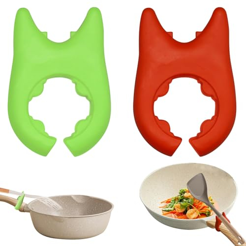 2Pcs Silicone Pot Holders, Adjustable Kitchen Silicone Spoon Rest Suitable for Placing Spoons and Spatulas After Cooking in a Steamer Utensil Rest, Anti-Slip Spatula Pot Spoon Holder (Green/Red)
