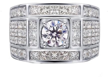 Skcess 14 Karat Weißgold Verlobungsring Weiß Natürlicher Diamant, Ring Luxuriöser Stil mit Natürlichem Diamant Von 0,5 Karat Ringe Frauen Größe 57 (18.1)