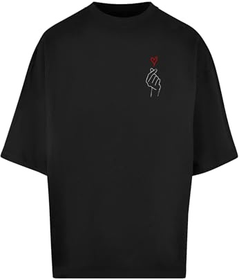 Merchcode Herren Mp0007485-k Heart Huge Tee T-Shirt, Schwarz, L EU