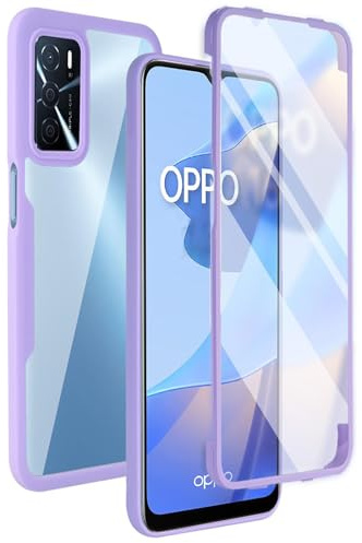 ILING Transparente Funda para OPPO Reno 12 Pro 5G, Moda Ultradelgado Antigolpes Carcasa con Protector de Pantalla Incorporado, Dura PC + Silicona TPU Bumper Cubierta (Púrpura)