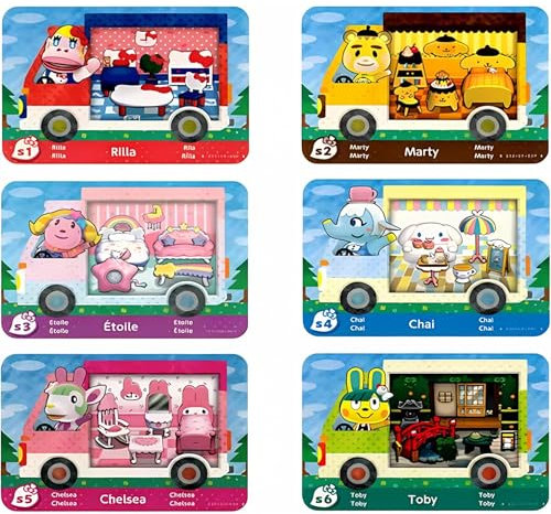 PEMY Cartes NFC Compatibles Animal Crossing New Horizons – Lot de 6 Villageois Sanrio Rares – Compatible Nintendo Switch/Switch Lite/Switch 2 / New 3DS / Wii U – avec Boîte de Rangement