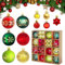 44 Stück Weihnachtskugeln Set, shallyong Weihnachtsbaumkugeln, Christbaumkugeln Kunststoff, Plastik Bruchsicher Kleine Bälle für Weihnachtsbaum Deko (Rot&Gold&Grün)