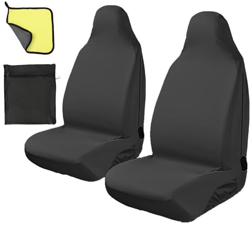 2Stks Wasserdichter Auto Vordersitzbezug, Universeller Airbag Sicherer Sitzbezug Schutz, Strapazierfähiger Van Sitzbezüge Paar, Fahrer Beifahrer Sitzbezug, mit Handtuch Aufbewahrungstasche für Sport