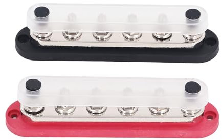 2Pcs M8 300A 12-48V DC Busbar, Power Distribution Block Bus Bar, Battery Busbar for Marine Boat Audio Amplifier Car Rv Truck and More