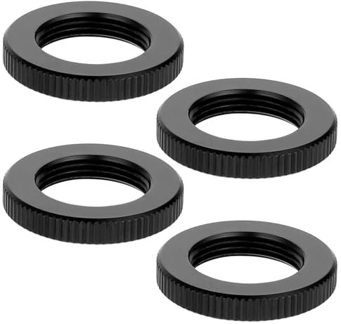 4 Pcs Knurled Lock Microphone Stand Nut 5/8-27 Double Locking Nut for Microphone Screws Black Jam Nut for Microphone Photographic Equipment