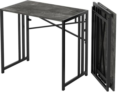 Lutown-Teen 90 cm Klappbarer Computertisch, Schreiben Gaming Computer Camping Schreibtisch, Keine Montage erforderlich Home Office Tisch, Grauer Marmor