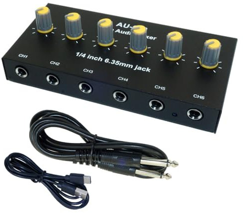 Mixer audio portatile a 6 canali Expander con commutazione stereo e batteria ricaricabile a lunga durata