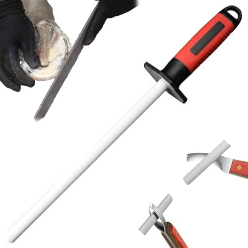 Kalastussaari Hufmesserschärfer 10 Zoll Keramik Huf Messerschärfer Stange mit Gummigriff tragbares einfaches hängendes Hufmesser -Schärfer -Werkzeug für Pferdemesserschärfer