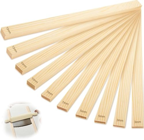 10pcs Pottery Rolling Depth Guide Sticks, Pottery Clay Rolling Pin | Thickness Guides Pottery Tools Pottery Rolling Pin Guides Wooden Clay Rolling Pin for Clay Thickness