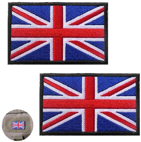 2PCS Patches for Clothing, Velcro Patches, Velcro Patches for Backpacks, Custom Velcro Patch, British Union Jack Patch, for Military Uniform Tactical Bag Jacket Jeans Hat