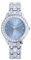 NUOVO Damen Uhr Analog Quarz mit Silber Edelstahl Armband Wasserdicht Kristall Lünette Blaues Zifferblatt Mädchenuhr
