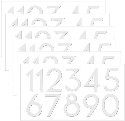 66 Stück Zahlen Aufkleber Weiß 7,6 cm Briefkasten Aufkleber Wasserdichte Klebezahlen Selbstklebende Zahlenaufkleber 0–9 Reflektierende Nummernaufkleber für Hausnummer Briefkasten Haus Tür